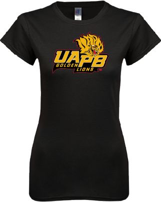 Arkansas Pine Bluff Next Level Womens Boyfriend Tee UAPB Lion Head Stacked - ONLINE ONLY
