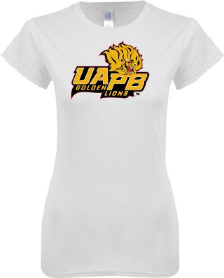 Arkansas Pine Bluff Next Level Womens Boyfriend Tee UAPB Lion Head Stacked - ONLINE ONLY