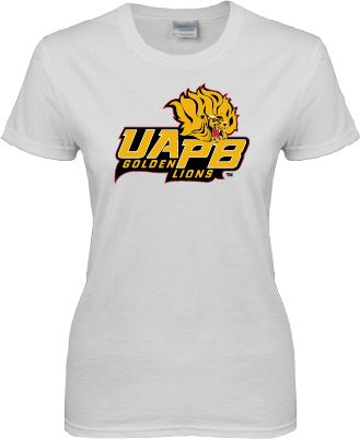 Arkansas Pine Bluff Womens Short Sleeve Tee UAPB Lion Head Stacked - ONLINE ONLY
