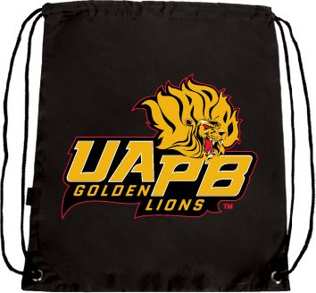 Arkansas Pine Bluff Drawstring Backpack UAPB Lion Head Stacked - ONLINE ONLY