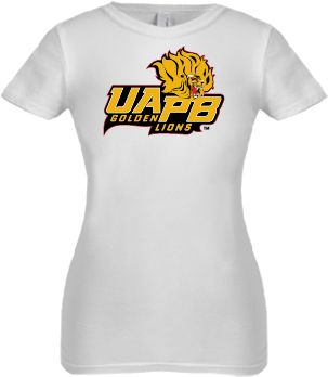 Arkansas Pine Bluff Next Level Girls Fashion Fit T Shirt UAPB Lion Head Stacked - ONLINE ONLY