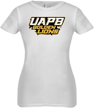 Arkansas Pine Bluff Next Level Girls Fashion Fit T Shirt UAPB Golden Lions Stacked - ONLINE ONLY