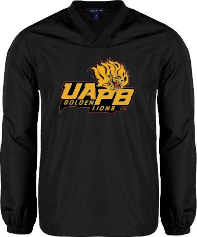 Arkansas Pine Bluff V Neck Raglan Windshirt UAPB Lion Head Stacked - ONLINE ONLY