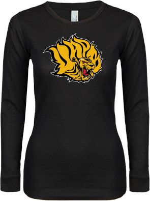 Arkansas Pine Bluff Womens Long Sleeve V Neck Tee  Golden Lion Head - ONLINE ONLY