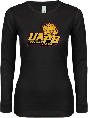 Arkansas Pine Bluff Womens Long Sleeve V Neck Tee  UAPB Lion Head Stacked - ONLINE ONLY