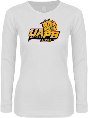 Arkansas Pine Bluff Womens Long Sleeve V Neck Tee UAPB Lion Head Stacked - ONLINE ONLY