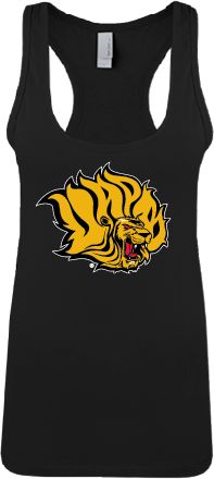 Arkansas Pine Bluff Next Level Womens Racerback Tank  Golden Lion Head - ONLINE ONLY