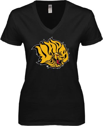 Arkansas Pine Bluff Next Level Womens Ideal V Tee Golden Lion Head - ONLINE ONLY