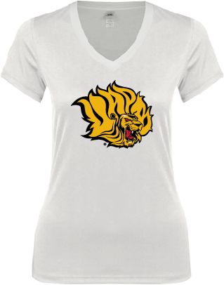 Arkansas Pine Bluff Next Level Womens Ideal V Tee Golden Lion Head - ONLINE ONLY