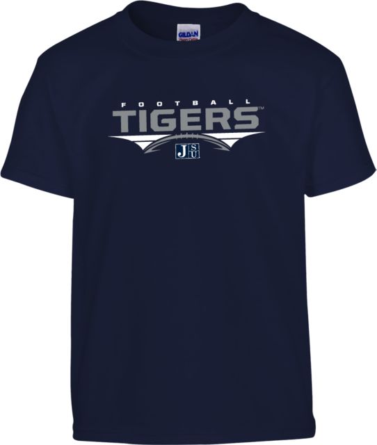 Jackson State Youth T Shirt Tigers Football Stacked w/ Ball - ONLINE ONLY
