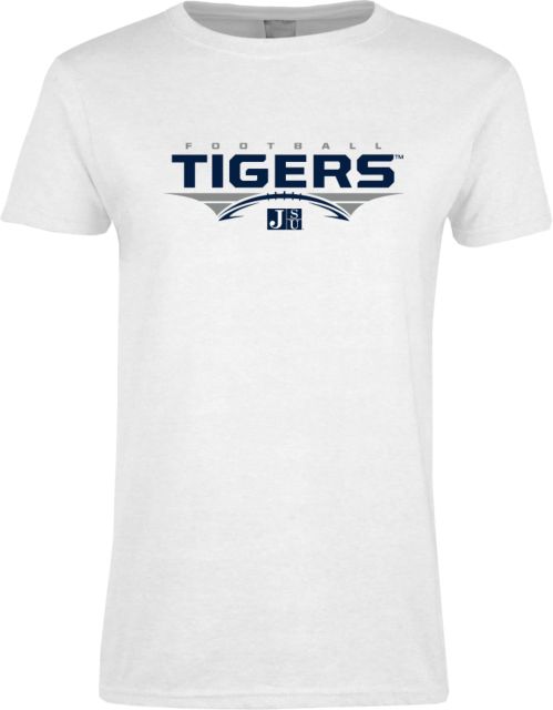 Jackson State Ladies T Shirt Tigers Football Stacked w/ Ball - ONLINE ONLY