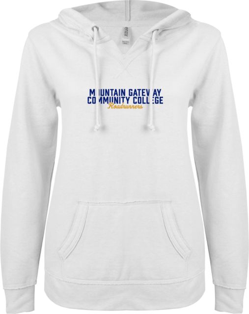 Mountain Gateway ENZA Womens V Notch Raw Edge Fleece Hoodie Mountain Gateway CC Roadrunners Distressed - ONLINE ONLY