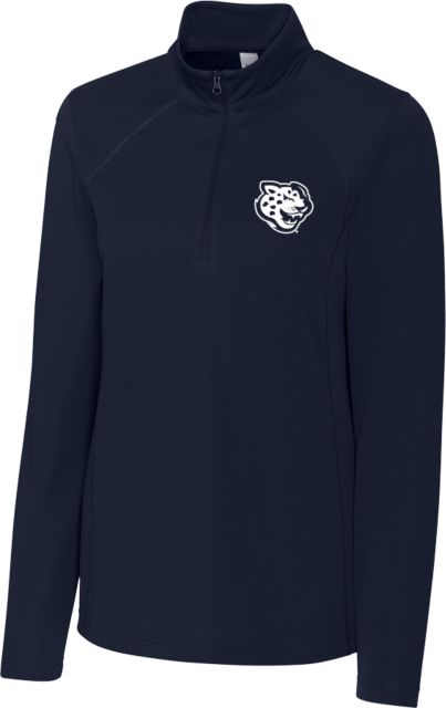 Southern University Clique Womens Ice Pique Dark Half Zip Souther University Jaguar Head - ONLINE ONLY
