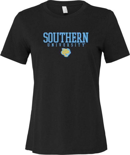 Southern University Bella + Canvas Womens Relaxed Cotton T Shirt Souther University Stacked w/ Jaguar - ONLINE ONLY