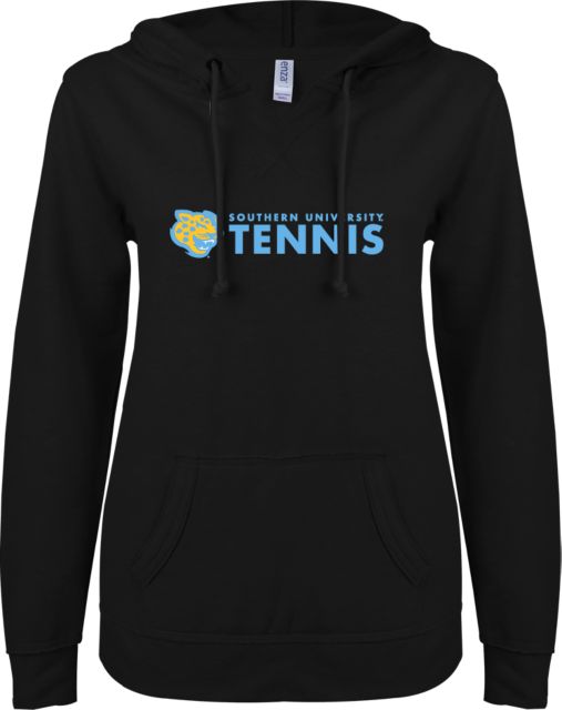 Southern University ENZA Womens V Notch Raw Edge Fleece Hoodie Southern University Tennis - ONLINE ONLY
