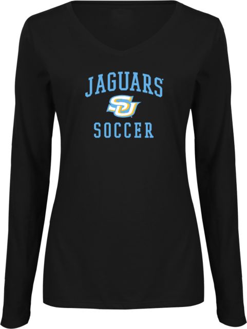 Southern University Womens Long Sleeve V Neck Tee Jaguars Soccer - ONLINE ONLY