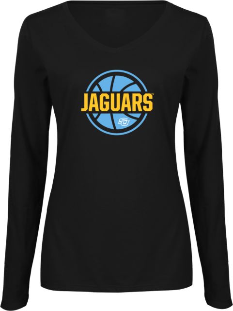 Southern University Womens Long Sleeve V Neck Tee Jaguars Basketball Graphic - ONLINE ONLY