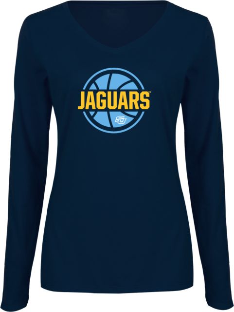 Southern University Womens Long Sleeve V Neck Tee Jaguars Basketball Graphic - ONLINE ONLY