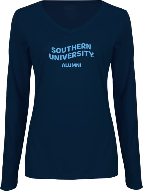 Southern University Womens Long Sleeve V Neck Tee Southern University Alumni Bubble Graphic - ONLINE ONLY