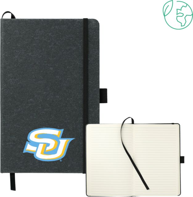 Southern University 5.5 x 8.5 FSC Mix Recycled Leather Bound Journal Interlocking SU - Primary Athletics Mark - ONLINE ONLY