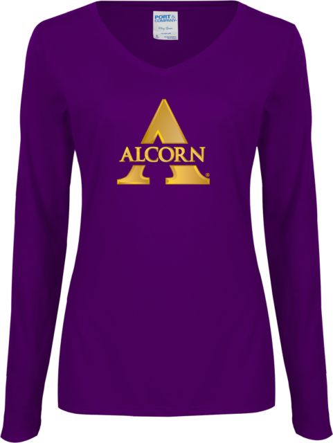 Alcorn Ladies Long Sleeve V Neck Tee Alcorn A - ONLINE ONLY