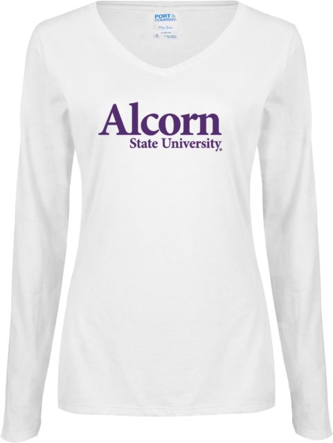 Alcorn Ladies Long Sleeve V Neck Tee Alcorn State University - ONLINE ONLY