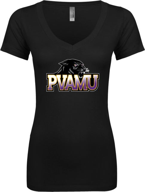 Prairie View AandM Next Level Ladies Junior Fit Deep V Tee Official Logo - ONLINE ONLY