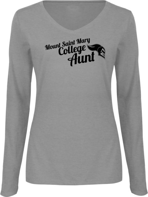 Mount St. Mary Womens Long Sleeve V Neck Tee Mount Saint Mary College Aunt - ONLINE ONLY