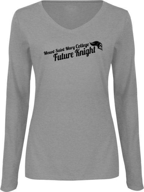 Mount St. Mary Womens Long Sleeve V Neck Tee Mount Saint Mary College Future Knight - ONLINE ONLY