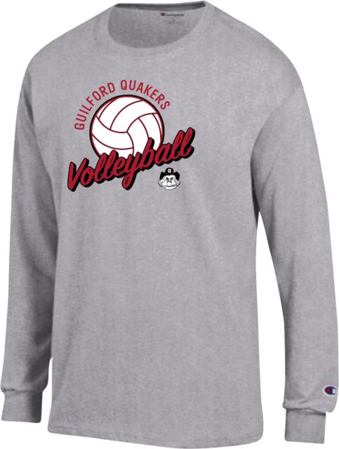 Guilford College Champion Long Sleeve T Shirt Guilford Quakers -  Volleyball Script w Ball - ONLINE ONLY