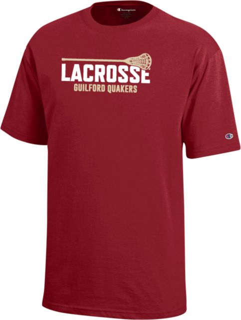 Guilford College Champion Youth Short Sleeve Tee Guilford Quakers -  Lacrosse w Stick - ONLINE ONLY