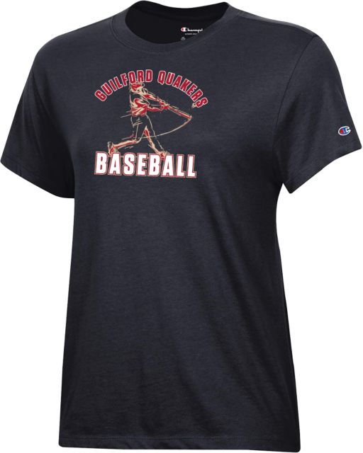 Guilford College Champion Womens Core Short Sleeve Tee Guilford Quakers - Baseball Full Swing - ONLINE ONLY
