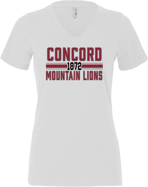 Concord Bella + Canvas Womens V Neck Cotton T Shirt Concord Mountain Lions Stacked - ONLINE ONLY