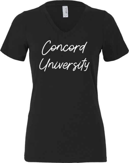 Concord Bella + Canvas Womens V Neck Cotton T Shirt Concord University Script - ONLINE ONLY