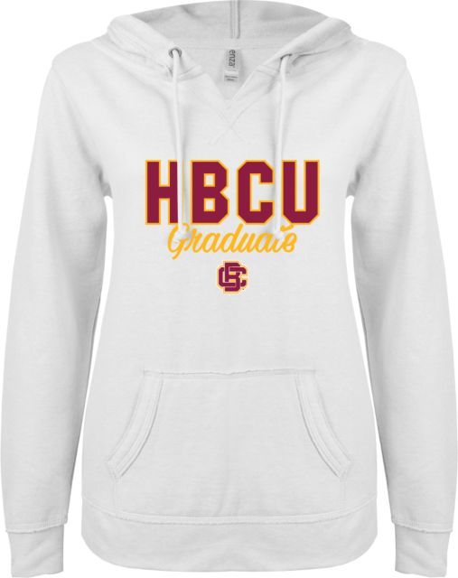 Bethune Cookman ENZA Ladies V Notch Raw Edge Fleece Hoodie HBCU Graduate - ONLINE ONLY