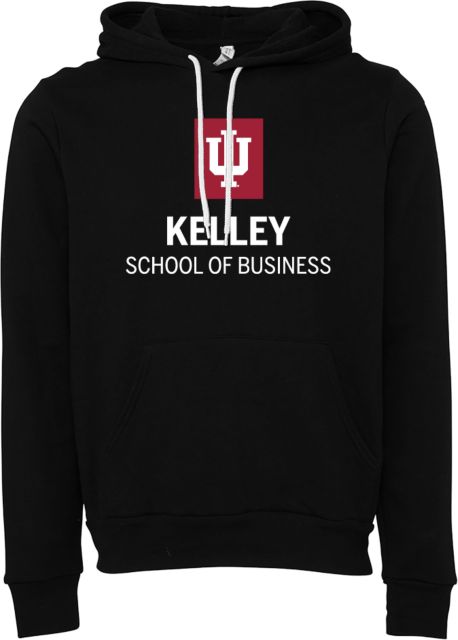 Indiana Bella + Canvas Fleece Hood Indiana University Kelley School of Business Stacked - ONLINE ONLY