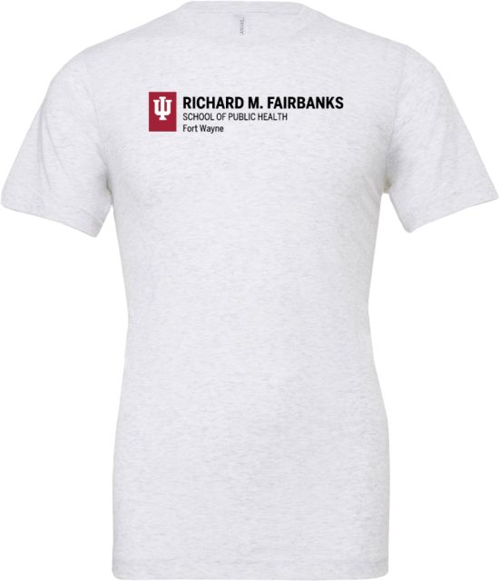 Indiana Bella + Canvas Ash Jersey Cotton T Shirt IU Fort Wayne Richard M Fairbanks School of Public Health Horizontal - ONLINE ONLY