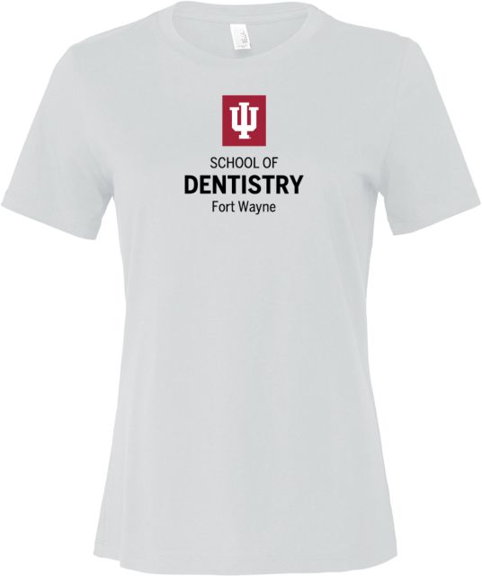 Indiana Bella + Canvas Womens Relaxed Cotton T Shirt IU Fort Wayne School of Dentistry Stacked - ONLINE ONLY
