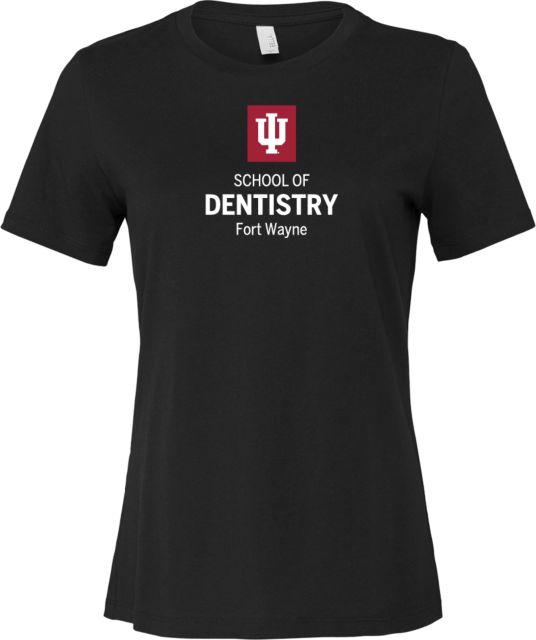 Indiana Bella + Canvas Womens Relaxed Cotton T Shirt IU Fort Wayne School of Dentistry Stacked - ONLINE ONLY