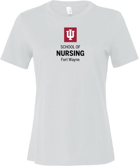 Indiana Bella + Canvas Womens Relaxed Cotton T Shirt IU Fort Wayne School of Nursing Stacked - ONLINE ONLY
