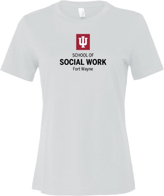 Indiana Bella + Canvas Womens Relaxed Cotton T Shirt IU Fort Wayne School of Social Work Stacked - ONLINE ONLY