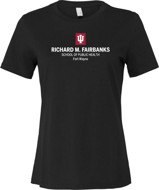 Indiana Bella + Canvas Womens Relaxed Cotton T Shirt IU Fort Wayne Richard M Fairbanks School of Public Health Stacked - ONLINE ONLY