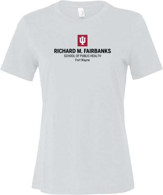 Indiana Bella + Canvas Womens Relaxed Cotton T Shirt IU Fort Wayne Richard M Fairbanks School of Public Health Stacked - ONLINE ONLY