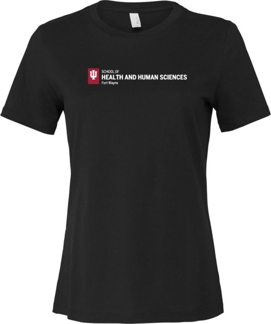 Indiana Bella + Canvas Womens Relaxed Cotton T Shirt IU Fort Wayne School of Health and Human Sciences Horizontal - ONLINE ONLY