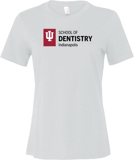 Indiana Bella + Canvas Womens Relaxed Cotton T Shirt IU Indianapolis School of Dentistry Horizontal - ONLINE ONLY