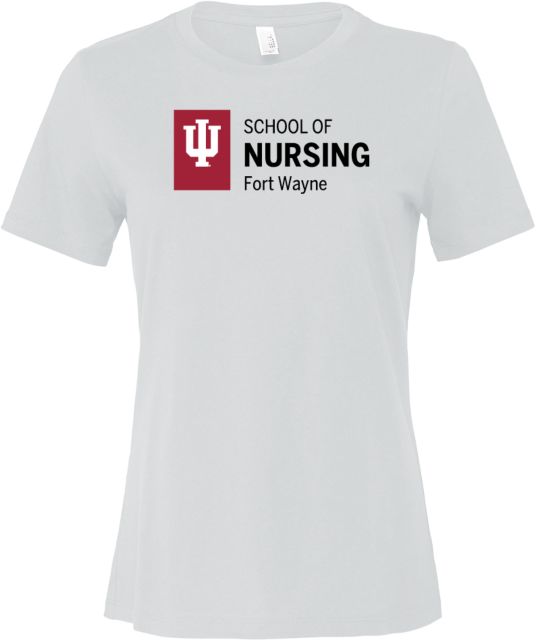 Indiana Bella + Canvas Womens Relaxed Cotton T Shirt IU Fort Wayne School of Nursing Horizontal - ONLINE ONLY
