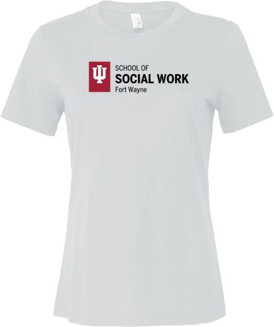 Indiana Bella + Canvas Womens Relaxed Cotton T Shirt IU Fort Wayne School of Social Work Horizontal - ONLINE ONLY
