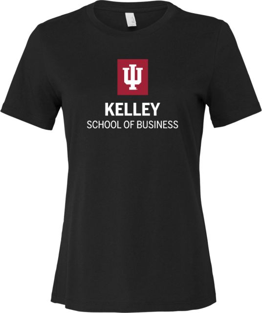 Indiana Bella + Canvas Womens Relaxed Cotton T Shirt Indiana University Kelley School of Business Stacked - ONLINE ONLY
