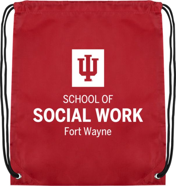 Indiana Drawstring Backpack IU Fort Wayne School of Social Work Stacked - ONLINE ONLY