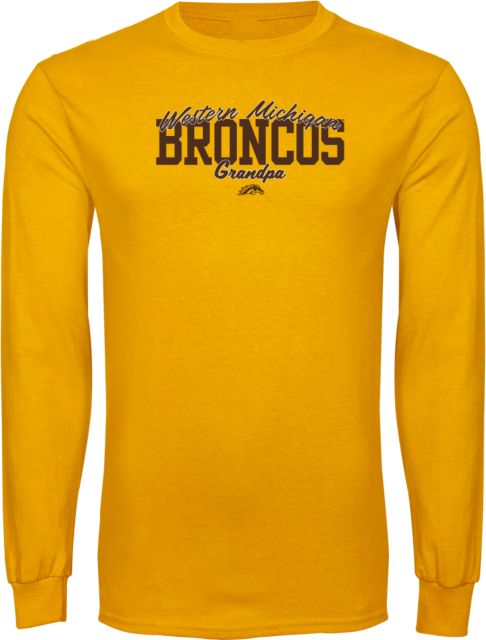 Western Michigan Long Sleeve T Shirt Arched Script Western Michigan Broncos Grandpa - ONLINE ONLY